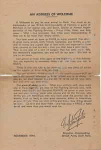Guide for British soldiers on leave in Paris. 1944