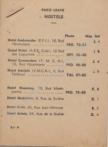 List of hostels for British soldiers on leave in P