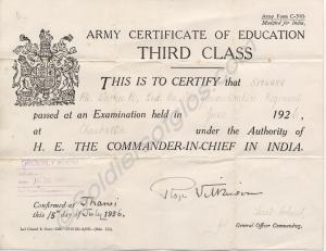 Army Certificate of Education Third Class.   51749