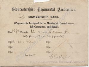 Regimental Association Membership Card.  5174989 P