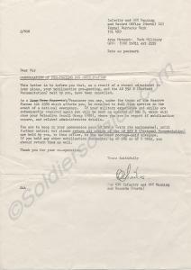 Cancellation of mobilisation letter.  c.1981. 2232