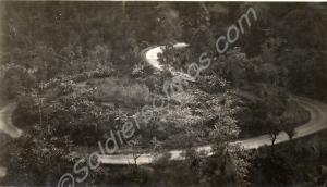 View of India/Burma. Winding hill road. 1st Battal