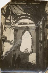 Soldier inside ruined church. 1/4th Battalion, The