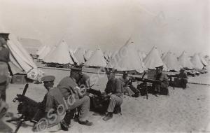 Soldiers in camp with Vickers Machine Guns, Egypt