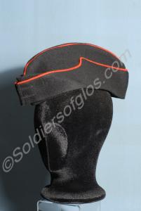 Officer's blue side cap,  with red piping and yell