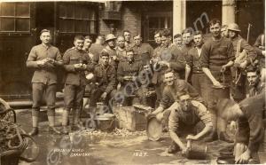 Peeling spuds on the Hainin Road.  Private Hensley
