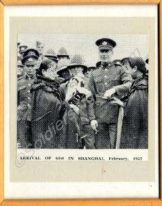 Framed copy of newspaper clipping of the arrival o