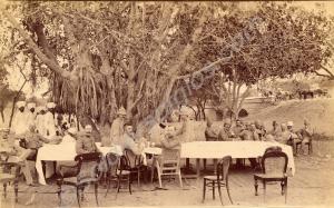 'Tiffin under banyan tree'. Officers of  2nd Batt