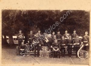 Bandsmen and wind instruments of a Militia Battali
