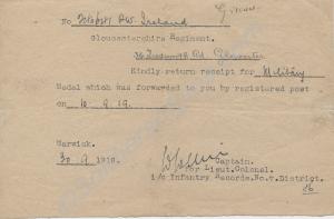Request for receipt dated 10th September 1919 conc
