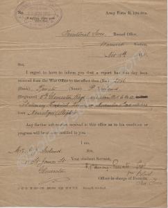 Hospital-admittance form A.F.B.104-80A  dated 18th