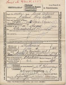 Demobilisation certificate A.F.Z.21, dated 14th Fe