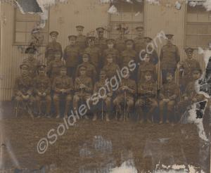 Officers and sergeants outside hut. Gloucestershir