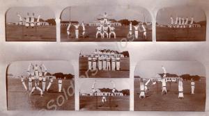 Seven black and white mounted photographs of the 2