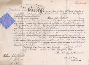 Temporary commissioning paper to T/2/Lt. William J