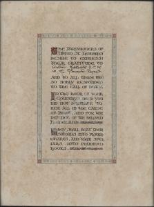 Framed testimonial to R.S.M. Walter Middlecote D.C
