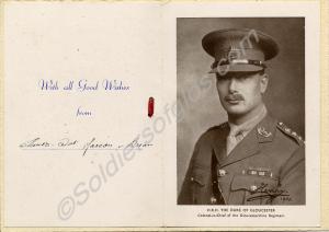 Christmas card of 2nd Battalion, The Gloucestershi