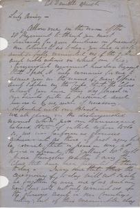 Letter written Lieutenant-Colonel Daniell to Lady