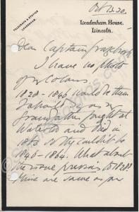 Letter from Captain J.S. Reeve to Captain R.M. Gra
