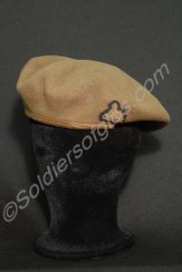 Office's khaki beret, with embroidered front and b