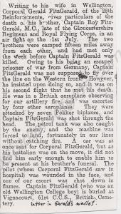 Photocopy of a newspaper cutting from 1918 concern