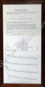 Framed script and translation of the citation for