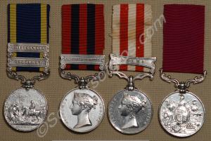 Group of four medals; Punjab Medal with clasps for