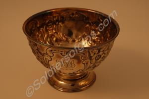 Silver rose bowl and plinth, property of Captain F