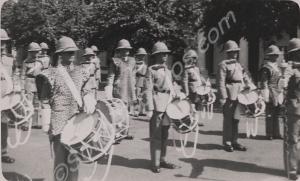 Drummers outside Barracks in Madras. Reverse 'Drum