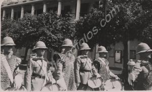 Drummers outside Barracks in Madras. 1st Battalion