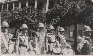 Drummers outside Barracks in Madras. 1st Battalion
