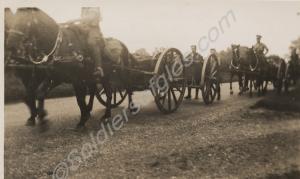 Horse-drawn limber with soldiers. Reverse 'Aug. 12