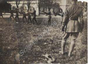 Bayonet drill. Reverse 'Piesuga March 1918'.