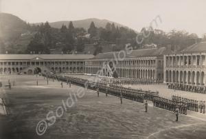 Parade at Wellington Barracks, India. Barracks. Re