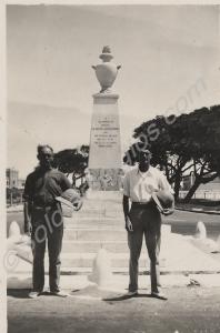 Two soldiers standing on either side of the Abercr