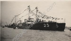 'Japanese destroyers 'dressed''.  Shanghai, 1927.