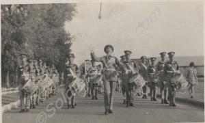 Band marching. 1st Battalion, The Gloucestershire