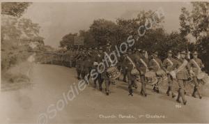 'Church Parade, 1st Glosters'. Band leading 1st Ba