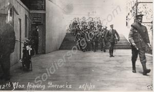 '12th Glos. leaving Barracks 26/6/15'. 12th Battal