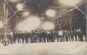 Group of soldiers in large wooden building.  2nd B