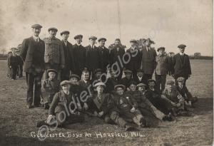 New recruits. 'GLOUCESTER BOYS AT HORFIELD 1914'.