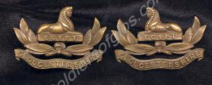 Pair of officer's bronze collar badges. Gloucester