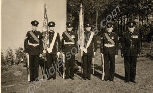 Colour Party.  Colour Sergeant Dee, Second Lieuten