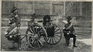 Colt machine gun carriage with crew. 3rd Volunteer