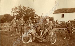 Motor-cycle with side car.  6th (Territorial) Batt