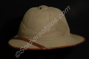 Officer's khaki Wolseley helmet with large back ba