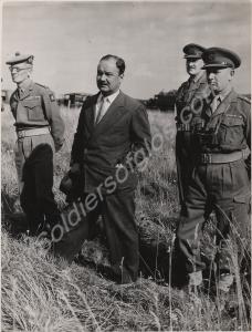 Major-General E.K.G. Sixsmith with Major Clee and