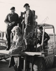 Beauty Queen "Miss Avon"  on a truck with Private
