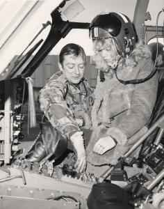 Beauty Queen "Miss Avon" in helicopter. Gloucester
