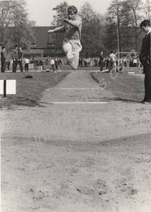 Private Cornock in the long jump at an Athletics M